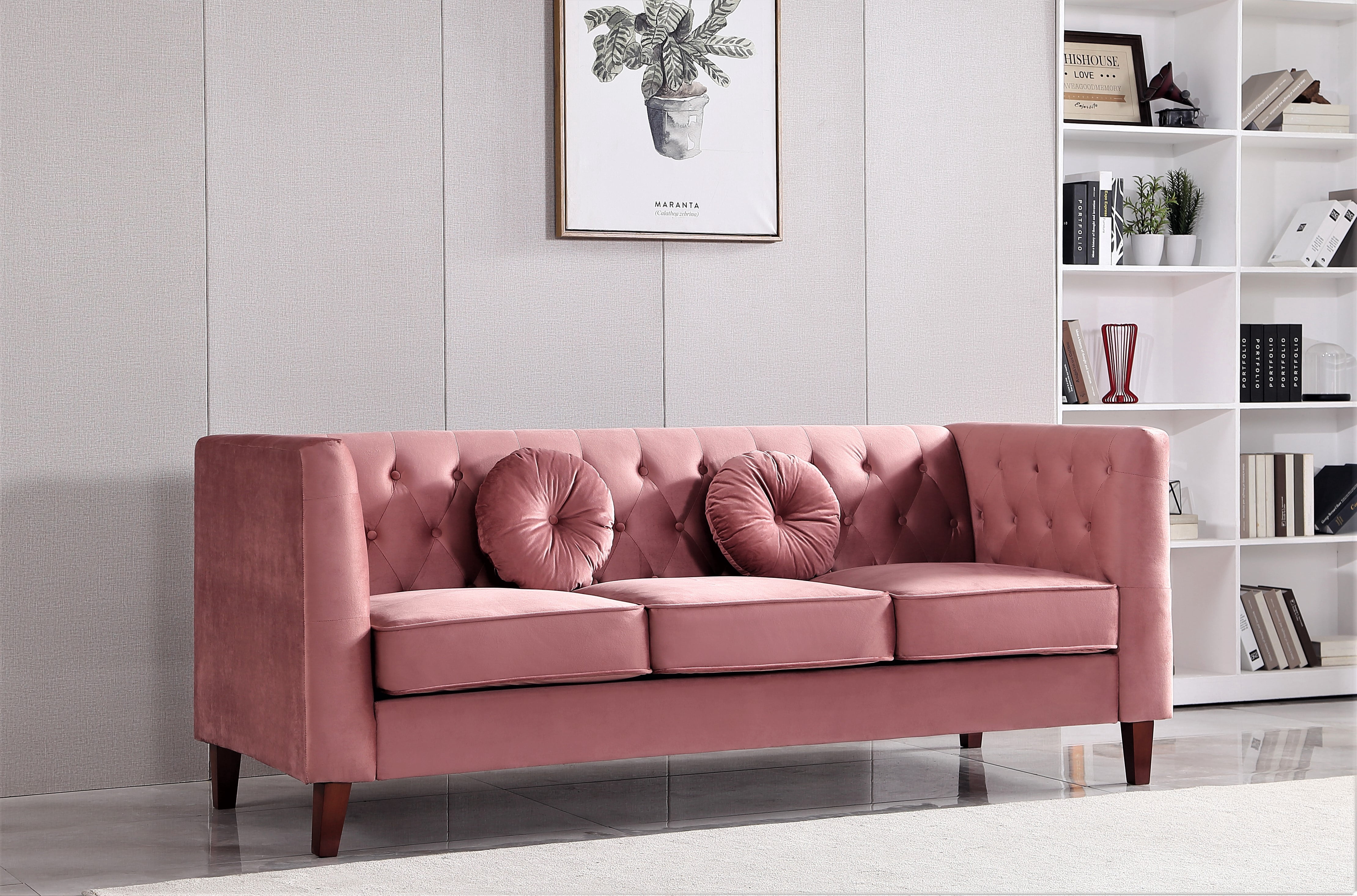 Uspridefurniture Fancher Kittleson Velvet Classic Sofa -Pink
