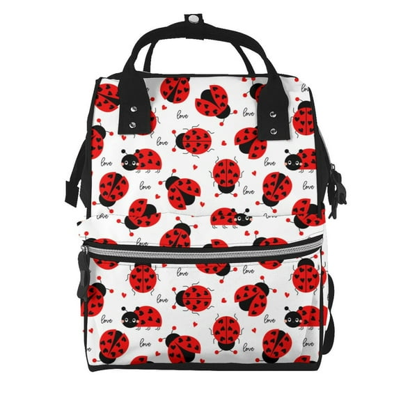 Defioc Ladybug And Heart for Baby Diaper Bag Backpack - Baby Bag for Boys & Girls - Diaper Backpack - Large Travel Diaper Bags- Baby Registry Search & Shower Gifts