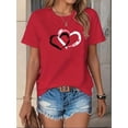 thumbnail image 1 of Free Shipping Women's Short Sleeve Crew Neck T-Shirt Valentine's Day Love Heart Pattern Polyester Fiber Regular Sleeve Length, 1 of 5