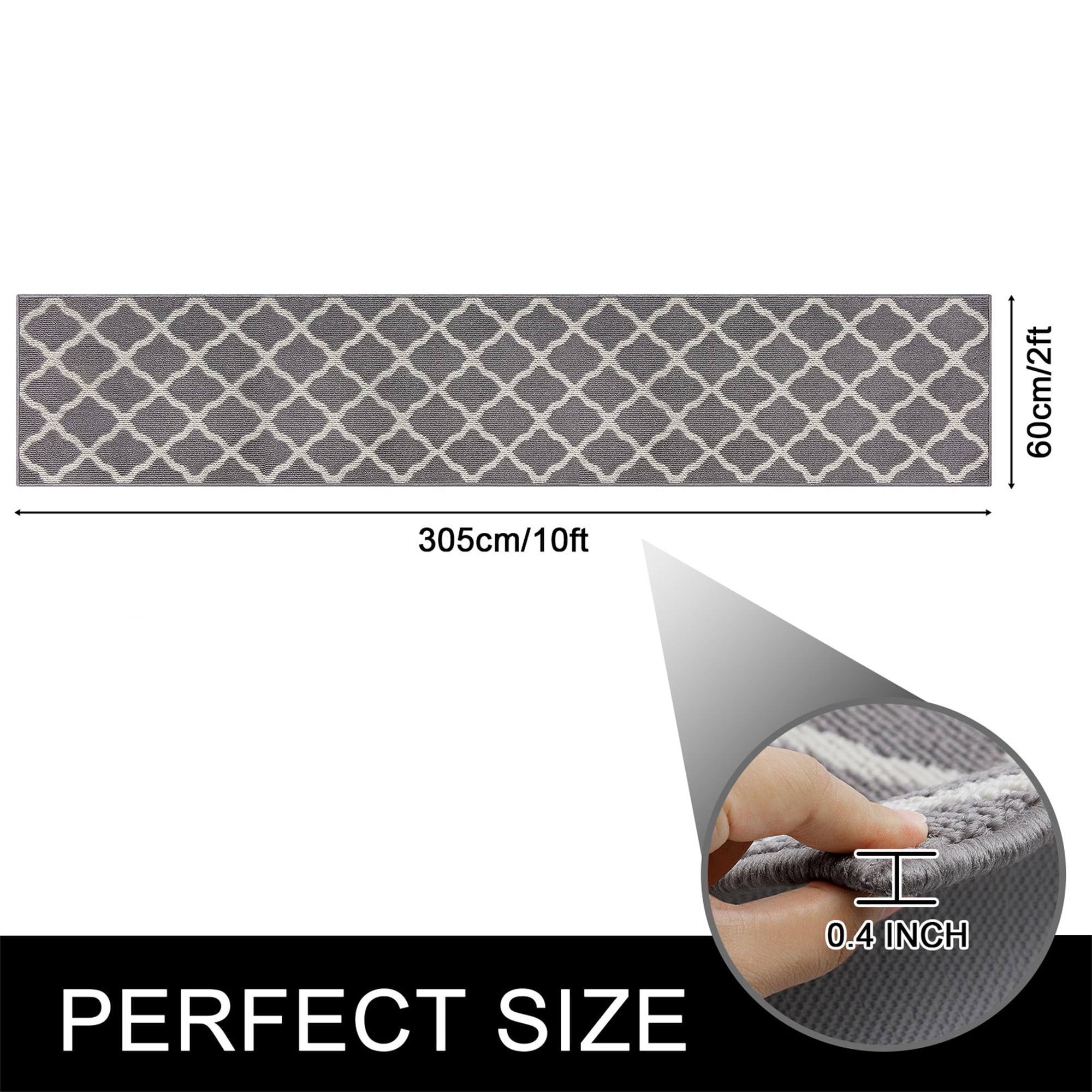 Runner Rug for Hallway 2×10feet Non Slip Kitchen Floor Carpet Runners Geometric Pattern Machine Washable Area Rug for Entryway Bathroom