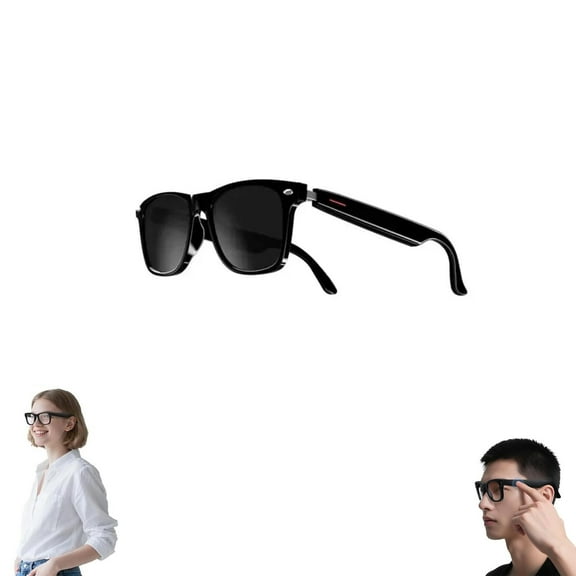 Nessthub Glasses, Nessthub Smart Glasses, Ai Smart Glasses with HD Camera, Video Recording, Music Playback, Hands-Free Calling, for Home/Office/Outdoor (Black, Sun Lens)