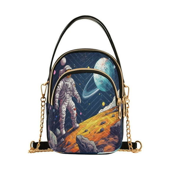 ALAZA Chain Crossbody Bags for Women Astronaut Space Shoulder Handbag Phone Purse