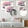 thumbnail image 4 of DESIGN ART Designart "Pink And Cream Essence Of Retro Car" Retro Car Metal Wall Art 32 in. wide x 16 in. high, 4 of 5