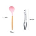 thumbnail image 2 of Kitchen Utensils Silicone Set 2 pcs, Heat Resistant Cookware with Wooden Handle, Non-Stick Cooking Utensil, 2 of 5