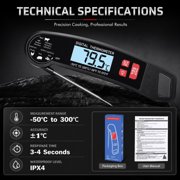YTAKY Meat Thermometer, Instant Read Digital Meat Thermometer Waterproof -58 to 572°F with Backlight, Black