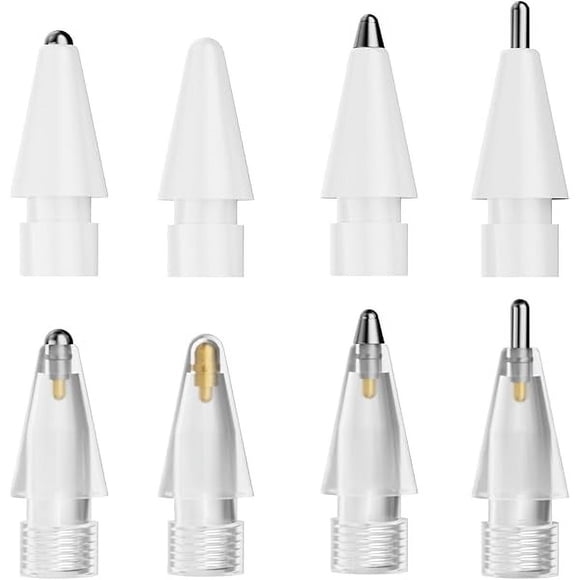 LinQingQ Replacement Tips for Apple Pencil 2nd Gen & 1st Gen- [8 Pack] Apple Pencil Spare No Wear Out Fine Point Precise Control Apple Pen Tip, Plastic Tips + Metal Tips