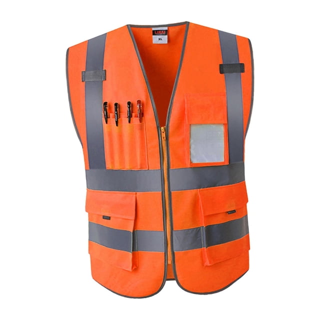 Chaleco de seguridad Gloria reflectante con tiras reflectantes cremallera frontal XL Naranja