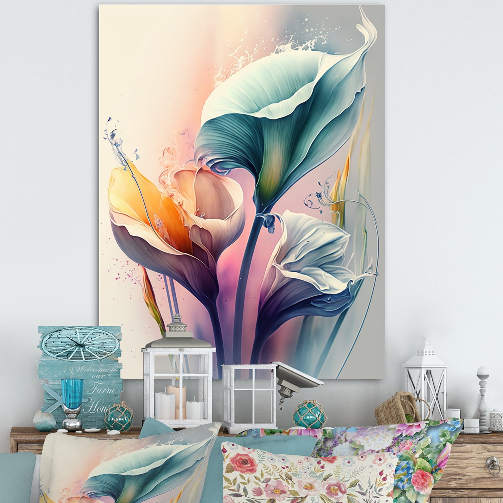 Designart Colorful Cally Lilies II Canvas Wall Art
