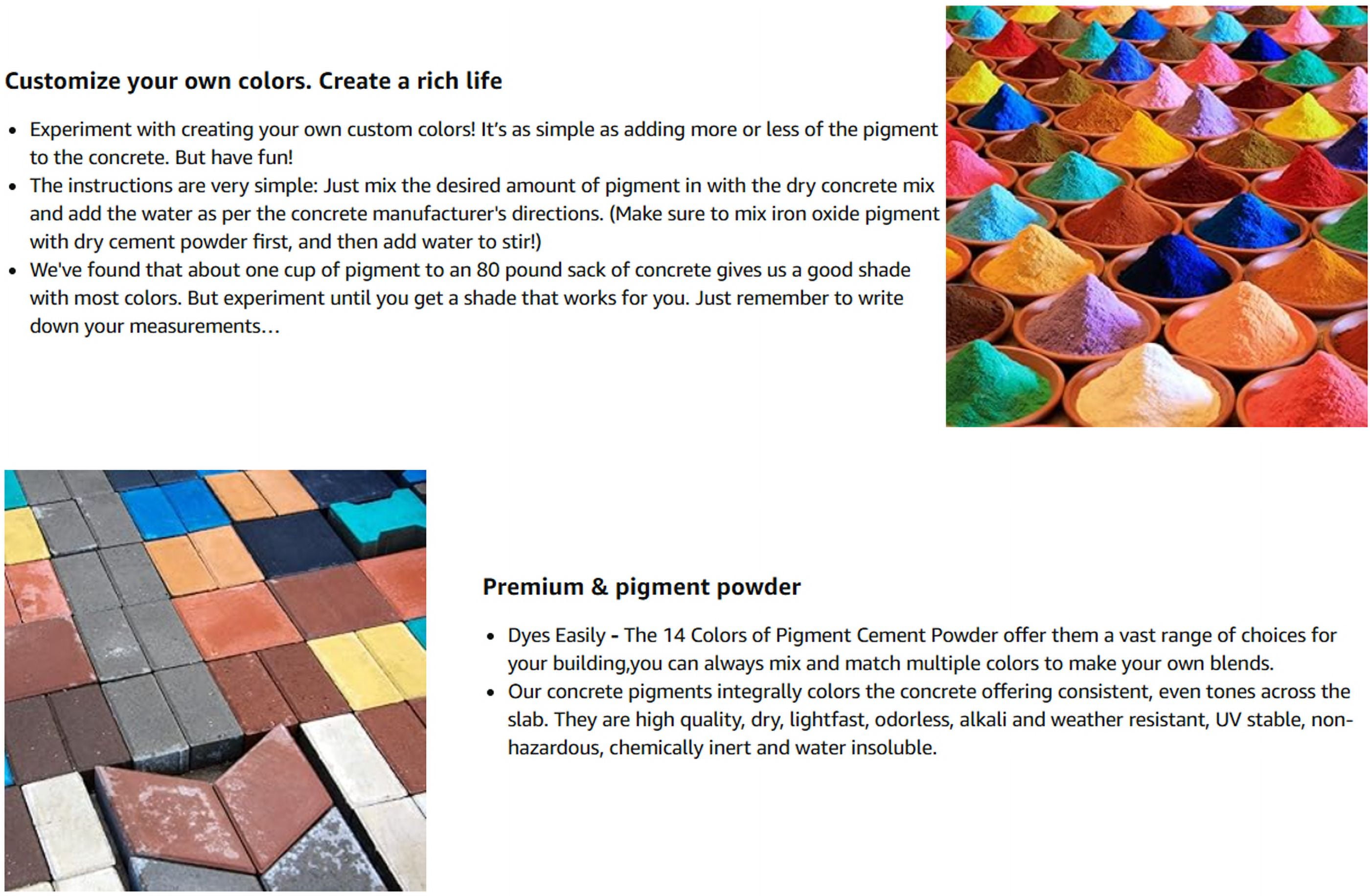 Black 16 oz Art Color Iron Oxide Pigment Paint Dye Concrete Cement Tile Mortar Grout Brick Plaster Candle DIY