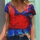thumbnail image 2 of Tops de talla grande para mujer, con estampado de corazones, a rayas, con cuello en V, manga corta, blusas a la moda, Tops con manga casquillo Pompotops  hkajfhjk464171, 2 of 7