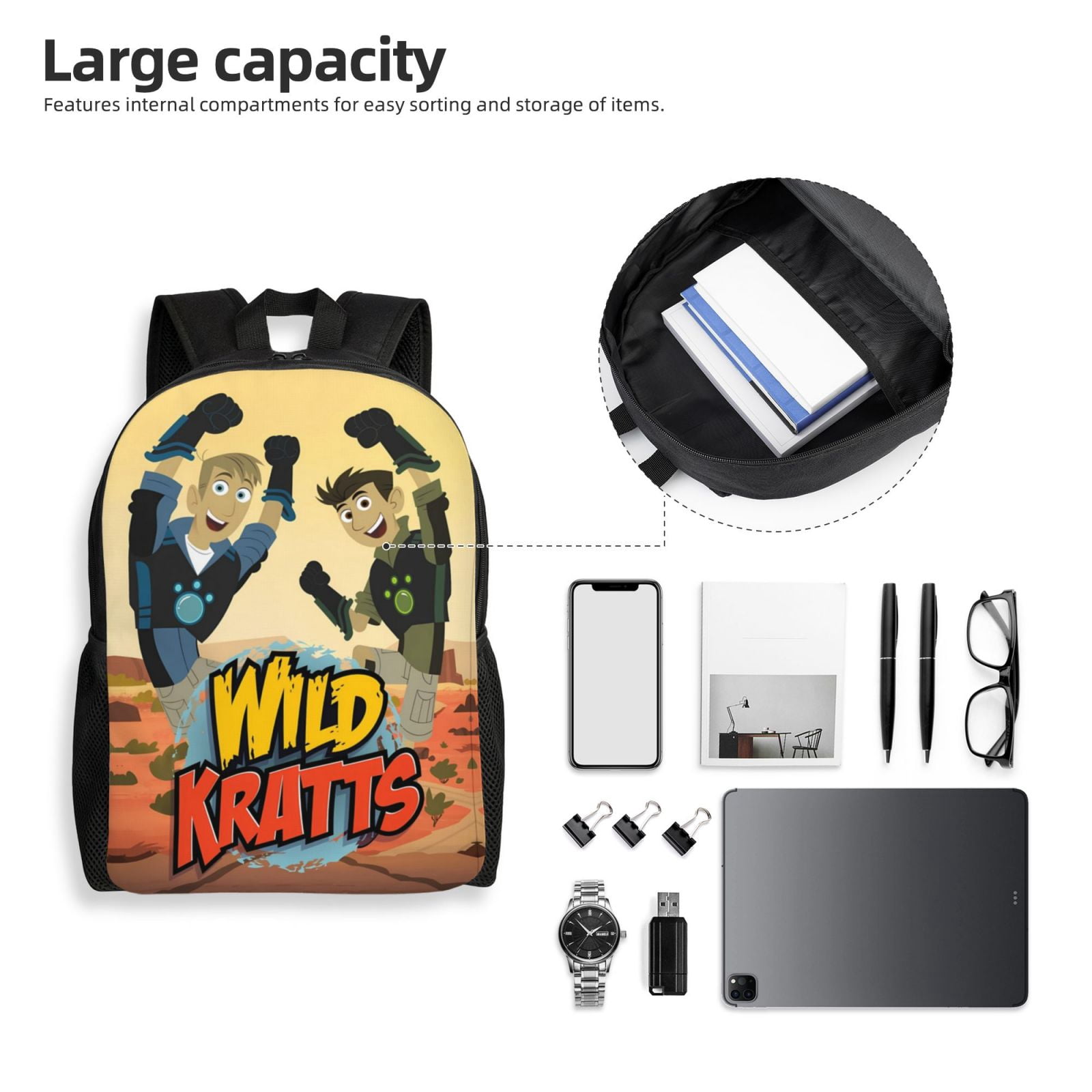 Wild Kratts Backpacks For Men Women Book Bag Travel Hiking Camping Work