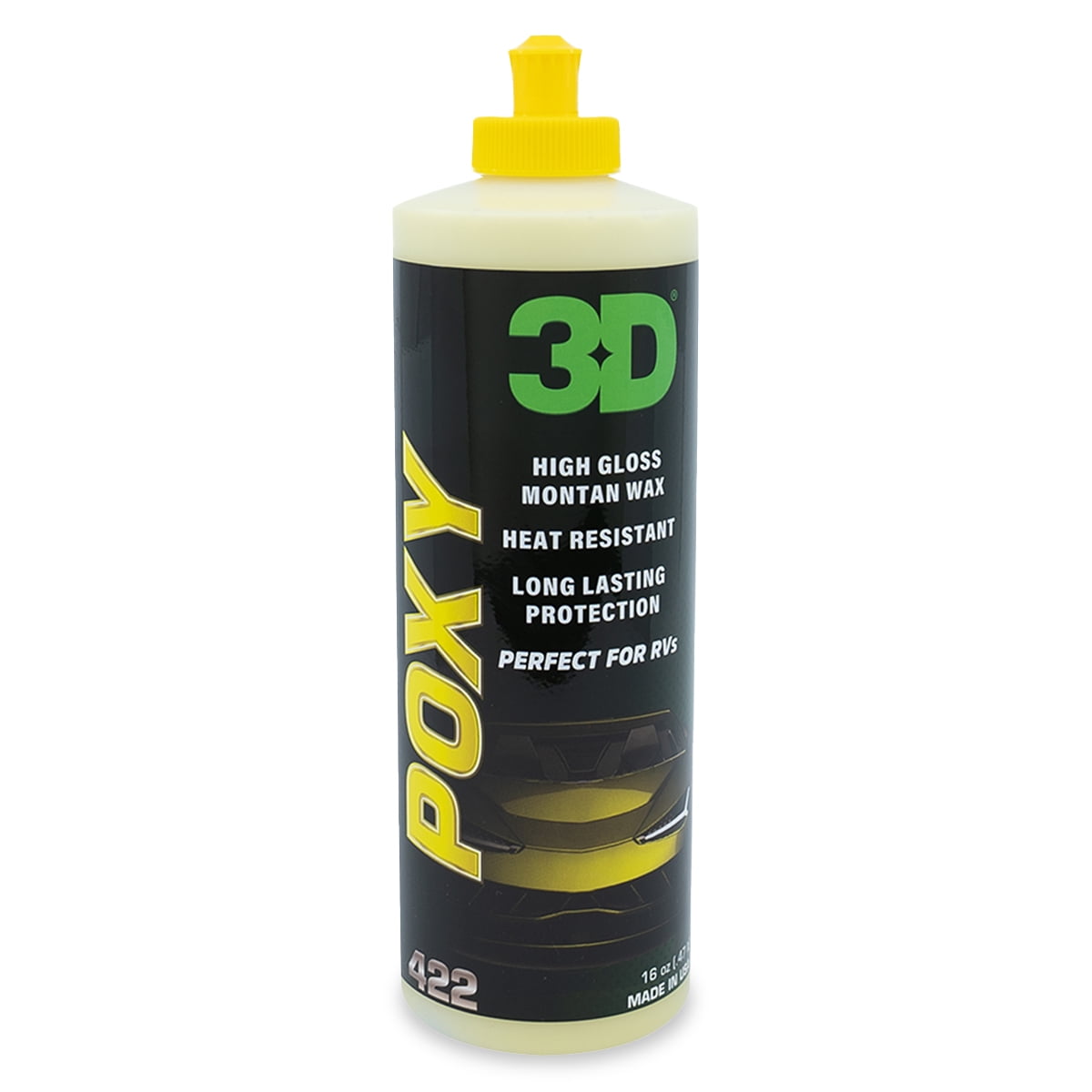 3D Poxy Montan Car Wax - 16oz - High Gloss Car Wax Sealant with Long Lasting Protection - Non-Staining Auto Detailing Products - For Cars, RVs, and Boats - Butter Silky Soft Feel, Deep Shine, Wet Look