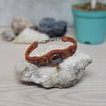 thumbnail image 3 of Round Glass Bead Cat's Eye Cabochon Braided Dyed Leather Bracelet - Womens Fashion Handmade Jewelry Boho Accessories, 3 of 3