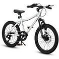 thumbnail image 4 of Xlluproid 20" Mountain Bike,7 Speed Teenager Children Kids' Bicycles,Front Suspension Disc Brake Rear V-Brake,High Steel Frame for Outdoor Adventure,White, 4 of 11