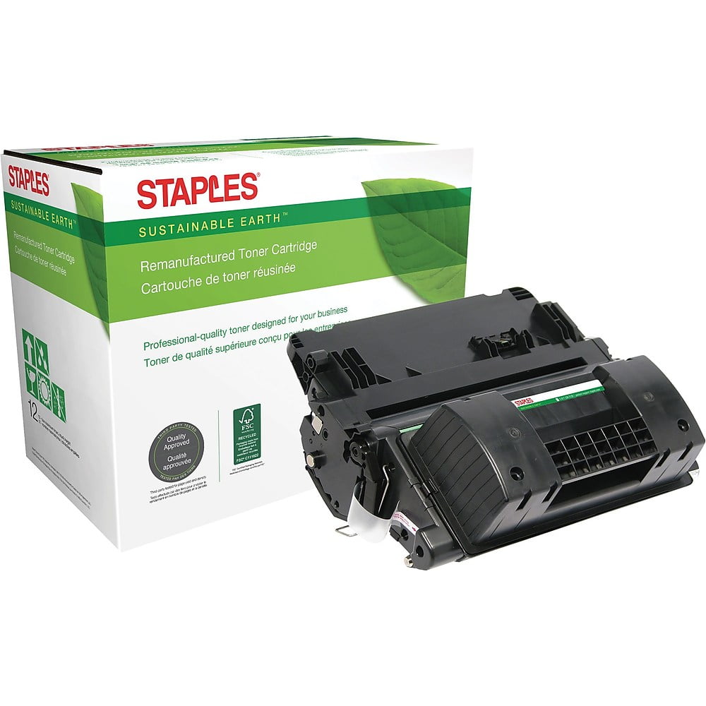 Staples Remanufactured Toner Cartridge Replacement for HP 90X (Black