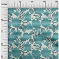 thumbnail image 1 of oneOone Cotton Poplin Turquoise Blue Fabric Stripe & Floral Artistic Sewing Fabric By The Yard Printed Diy Clothing Sewing Supplies 42 Inch Wide, 1 of 4