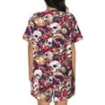 thumbnail image 6 of Balery Skull record artist Pattern Womens Pajama Sets 2 Piece Soft Short Sleeve Top and Shorts Sleepwear Round Neck Pjs Lounge Set with Pockets-Small, 6 of 7