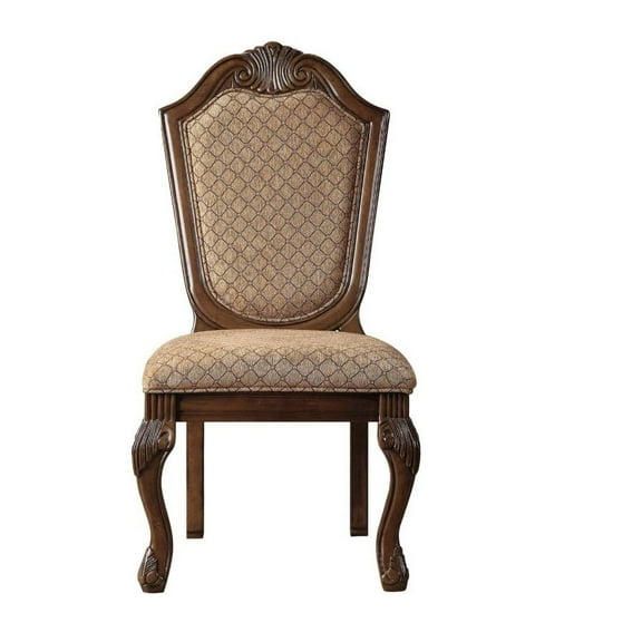 Acme Furniture Chateau De Ville Traditional Fabric Dining Chairs, Cherry (Set of 2)