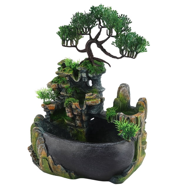 LYUMO Desktop Fountain Waterfall Small Rockery Humidifier Home Desk Decoration US Plug 110V, Rockery Decor, Humidifier Decor
