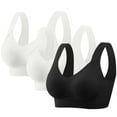 thumbnail image 2 of Riecok Bras for Women Plus Size 3 Pack Seamless Anti Sagging Breasts Wireless Bras with Support Push up Liftup Workout Yoga Bras, 2 of 8