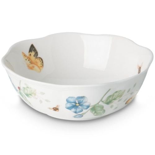 Strawberries & Butterflies Bowls Set of 2 Round Footed Porcelain Large Bowls UK 