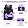 thumbnail image 2 of Weebloom Bow School Backpack With Lunch Box Pencil Case For Kids Girls Cute 3Pcs School Bags Set Cute Bow Knot Large Capacity Lightweight Large Bookbag Elementary Middle School Dark Purple, 2 of 2