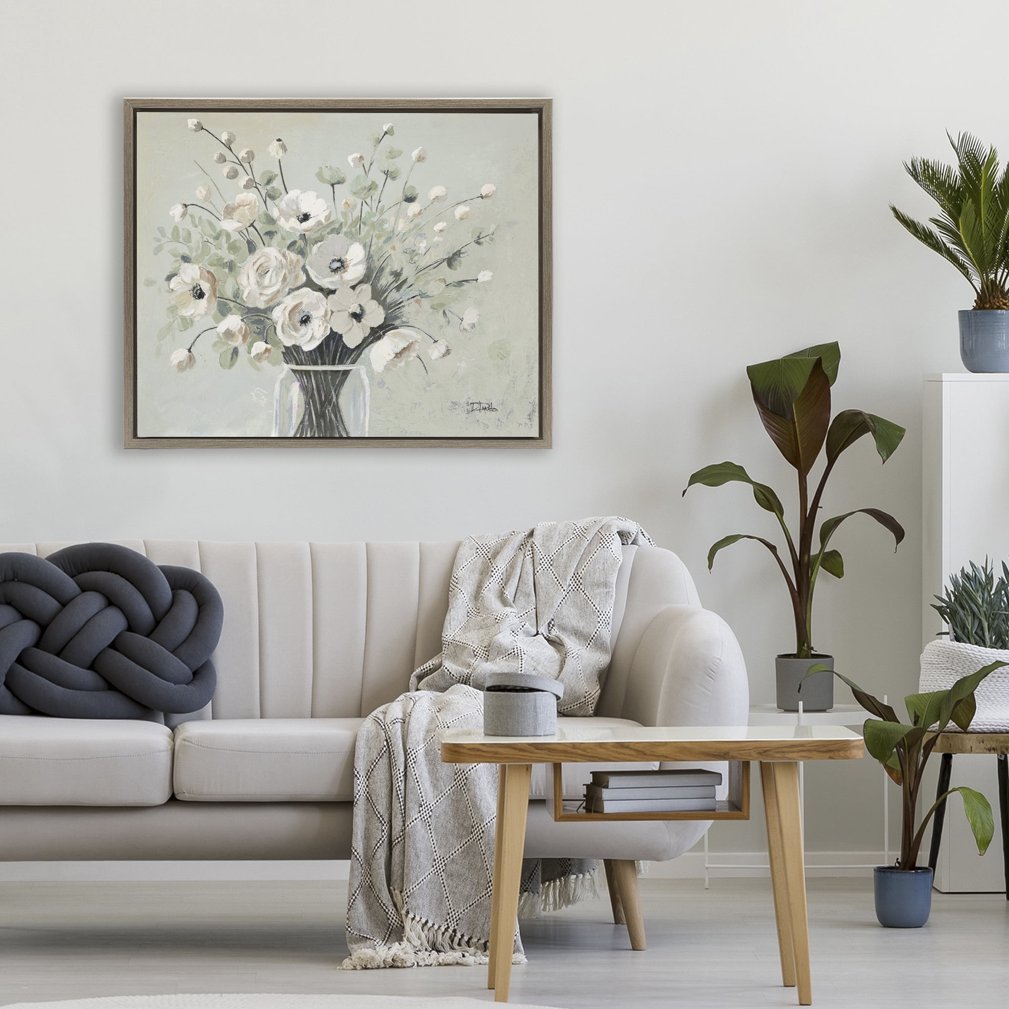 Stupell Industries Siempre Bella Bouquet Brown Framed Floater Canvas Wall Art, design by Patricia Pinto