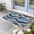 thumbnail image 2 of Blue Grey Geometric Doormat Outdoor Entrance 16"x24", Vintage Shabby Chic Abstract Stripes Absorb Moisture Dirt Door Mats, Non-Slip Rubber Backing Floor Mats Indoor, Low-Profile Front Door Rugs, 2 of 9