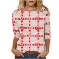 thumbnail image 2 of FcBaudy Hauts pour Femmes, Chemisiers et Chemises à Manches Longues à Col Rond, Chemises pour Femmes T-shirt Ample Imprimé de Mode pour Femmes Blouse à Manches 3/4 Col Rond Blouse Décontractée pour Femmes, 2 of 5