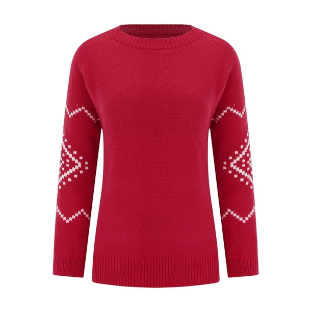 Breezora Women's Fair Isle Knit Sweater Nordic Pattern Crewneck
