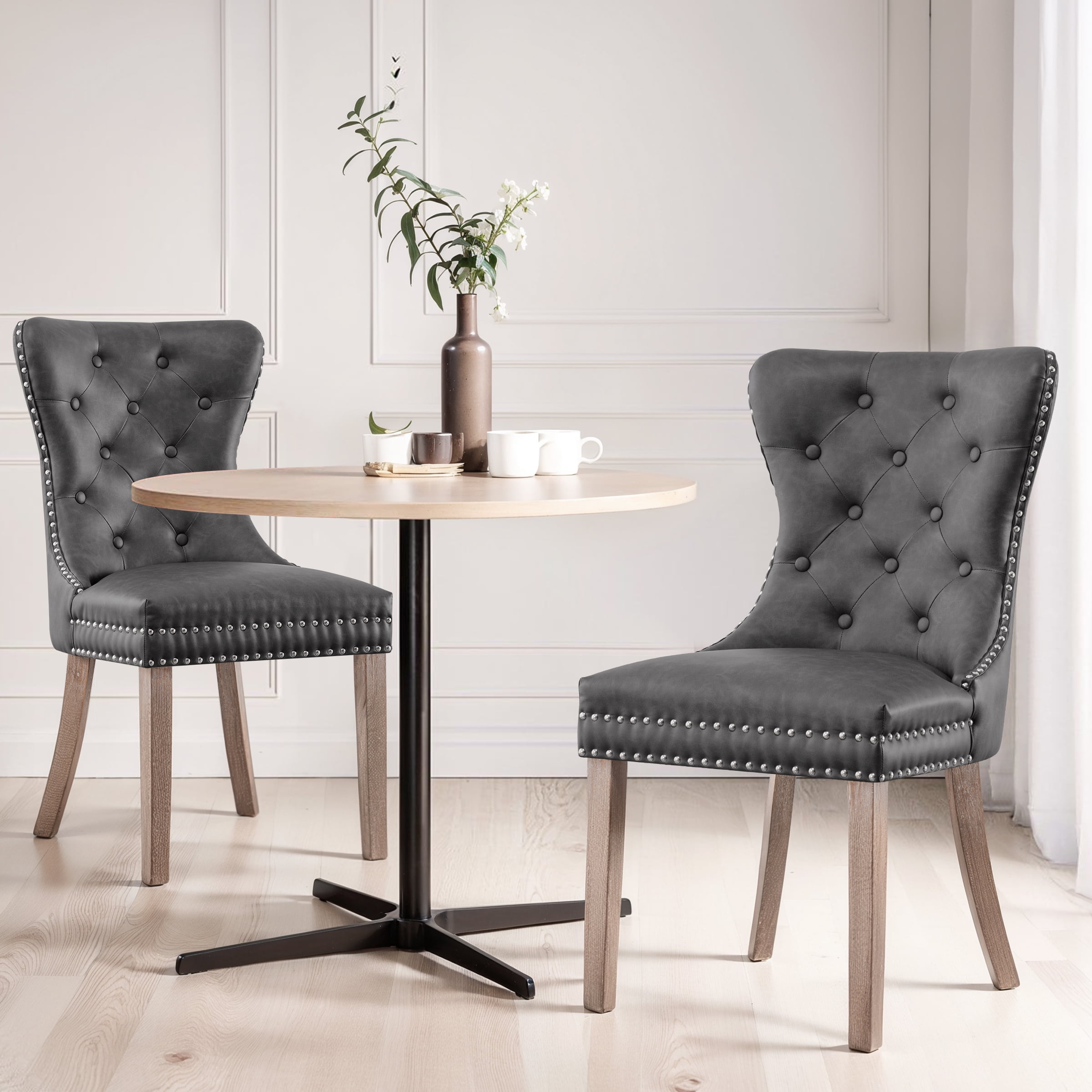 Subrtex Modern PU Leather Dining Chairs Set of 2, Wingback with