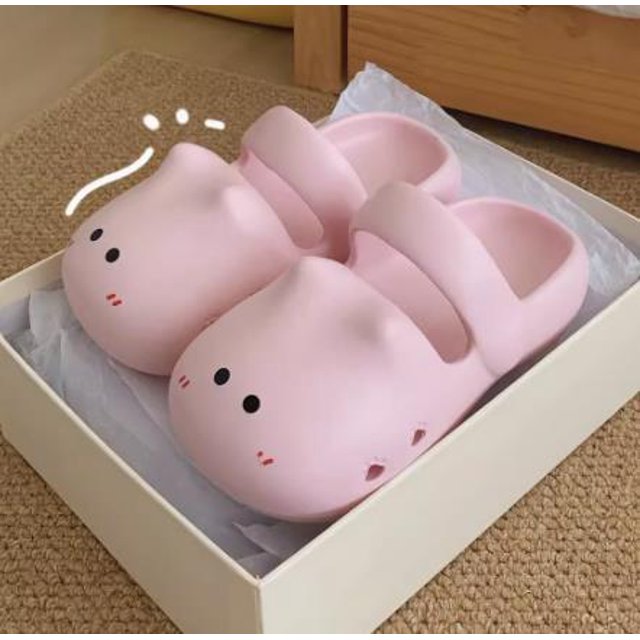 Bonitas pantuflas de gato para mujer, suela gruesa, antideslizantes, para verano 2024, para mujer, para playa, para exteriores, para interior y hogar