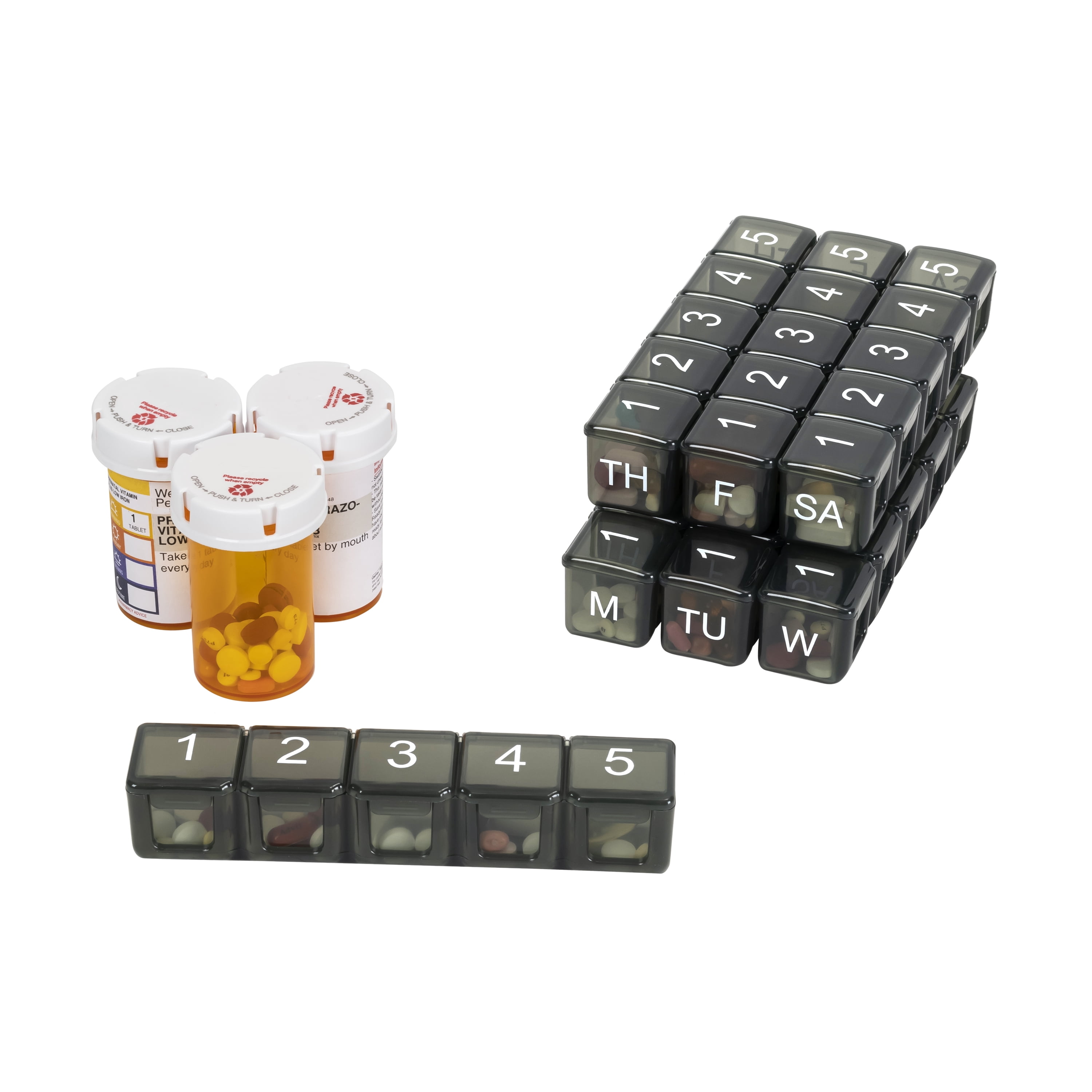 e-Pill 5 Times a Day x 7 Day Large Weekly Pill Organizer - with Discreet Case