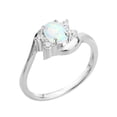 thumbnail image 3 of Swirl Tension Oval White Simulated Opal Ring Sterling Silver Size 10, 3 of 3
