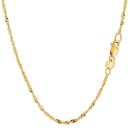 14K Yellow Gold 1.5MM Singapore Twisted Link Pendant Necklace Chains 16