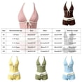 thumbnail image 3 of mgoYE Girls Y2k Vintage 2 Pieces Bikini Set Halter Tankini Top with Shorts Beach Swimsuit Vacation Outfit, 3 of 6