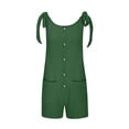 thumbnail image 4 of REORIAFEE Women Summer Overall Shorts Square Collar Sleeveless Playsuit Solid Color Sling Women Overall Jumpsuit Double Pocket Bib Jumpsuit Loose Suspender Jumpsuit Bib Overall Women Work Green L, 4 of 7