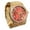 Gold, Red, variant on Men's Arabic Numeral Dial Gold Plated Nugget Band Hip Hop Watch Blue Face Iced Flooded Out Arab Numbers 8"