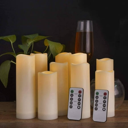 Flameless Candles Waterproof Outdoor Indoor Led Set Of 9 H 5 6 7 X D 2 Battery Operated With Remote Timer Made Plastic Canada Flameless Candles Waterproof Outdoor, Outdoor Flameless Candles With Remote