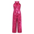 thumbnail image 4 of MSemis Kids Girls Teens Halter Neck Sleeveless Sparkly Jumpsuit One Piece Romper Party Outfits Hot Pink 8, 4 of 7
