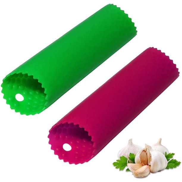 (Green,Red)Garlic Peeler Skin Remover Roller Keeper,Easy Quick to