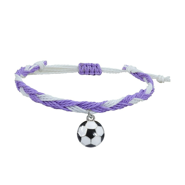 Pulseras de Fútbol Charm Favors Fútbol Negro Rojo Blanco Marrón Pulseras de Fútbol Cuentas Ajustable Inspirational for Teens Adults Sport Birthday Football Favors For