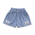 thumbnail image 2 of YOUYEDIAN Girls Denim Shorts Teens Summer Elastic Waist Short Jeans Casual Versatile Pants (Blue, 11-12 Years), 2 of 4