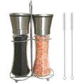 thumbnail image 1 of Juego de molinillo de sal y pimienta, salero y pimentero con grosor ajustable, copa de vidrio y soporte de acero inoxidable fácil de llenar (paquete de 2) C Mill, 1 of 5