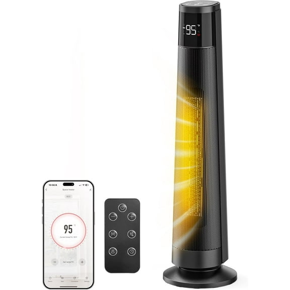 YANGLI 1500W WiFi Space Heater with Voice Control, 5 Modes & ECO Thermostat, Black