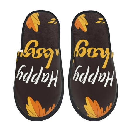 

Tideii Happy Thanksgiving 1 for Home Indoor Cotton Slippers Autumn and Winter EVA Plush Slippers Household Supplies Unisex-Medium