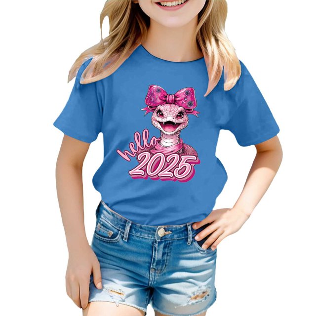 Little Girls T Shirts Short Sleeve Prints Tops Clothes for Kids Size 8-9T