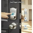 thumbnail image 4 of Veise Fingerprint Door Lock with 2 Knobs - Keyless Entry Door Lock with Knob, Electronic Keypad Deadbolt, Smart Front Handle Set, Auto-Locking, Waterproof, Easy Installation, Satin Nickel, 4 of 8