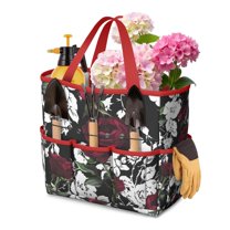 Garden Tool Bag,Pioneer Flower Floral Print Pattern Garden Tool Organizer,Garden Gifts,Waterproof Multi-Pocket Garden Tool Storage 11.8x5.5x11.4 Inch(Tools NOT Included)