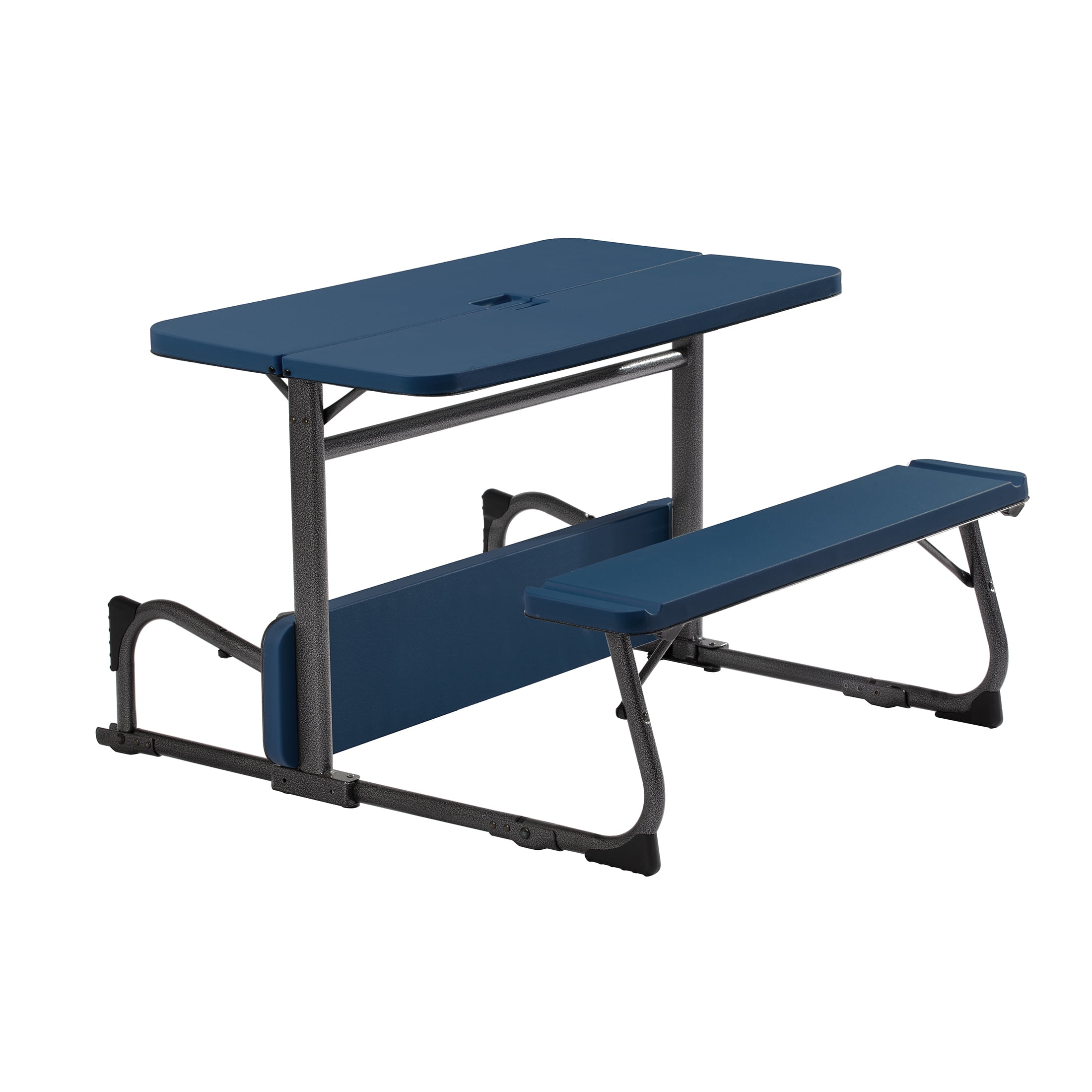 Your Zone Kids Activity Table & Bench Set – Folding Play Table for Crafts, Homework, Homeschool & Playrooms, Ages 3–8, Navy